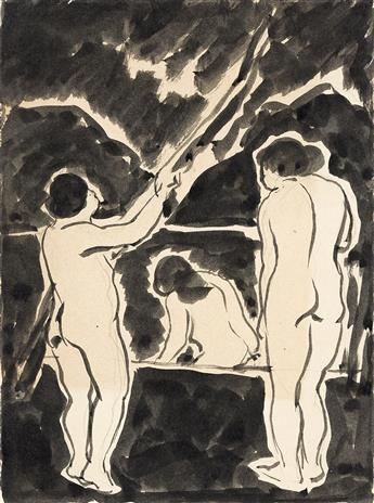 ABRAHAM WALKOWITZ (1878 - 1965, RUSSIAN/AMERICAN) (PAIR) Untitled, (Bathers). (Pair)